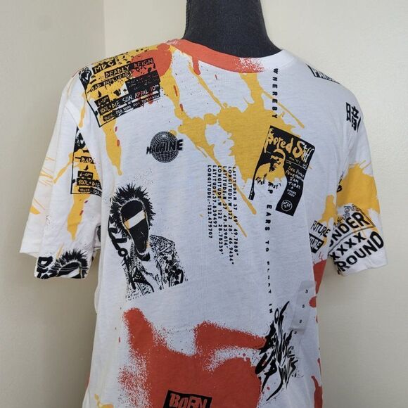 Smart Guess Slim Fit Over Paint Splatter Graffiti T-Shirt - Picture 2 of 3
